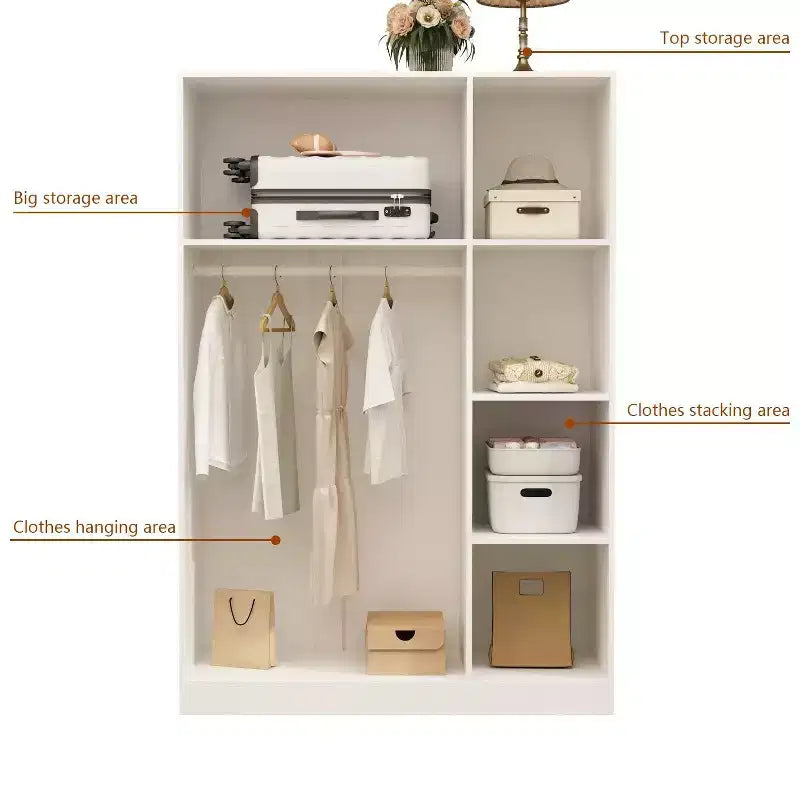 Hitow Pure White Minimalist 3 Door Wardrobe Enriches Storage and Hanging Space