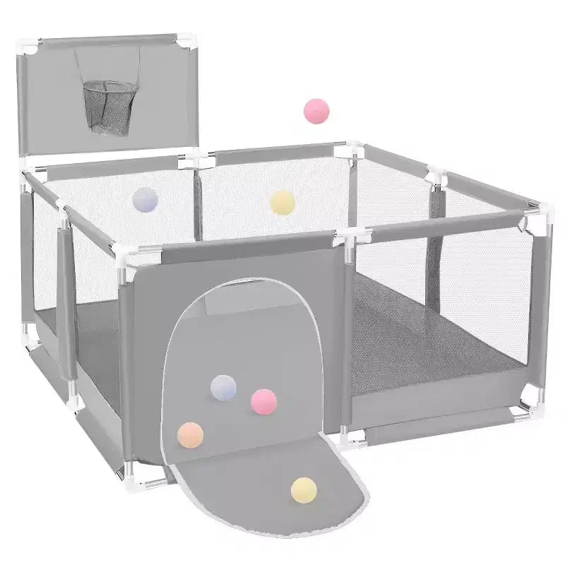 GOTGELIF 50x50 4-Panel Baby Playpen Portable Playard with Basketball Hoop