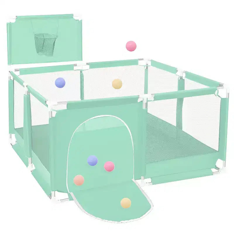 GOTGELIF 50x50 4-Panel Baby Playpen Portable Playard with Basketball Hoop