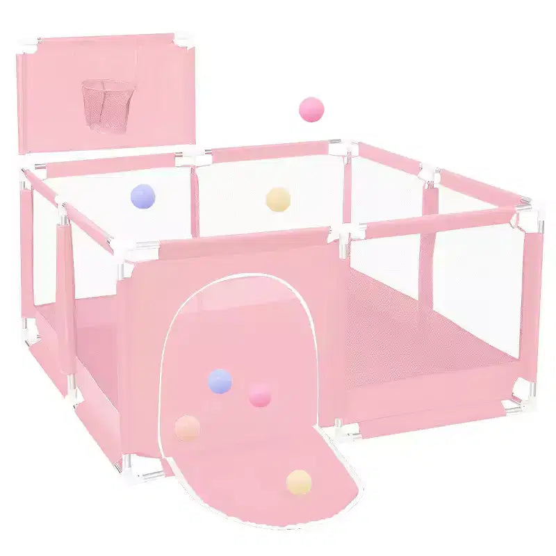 GOTGELIF 50x50 4-Panel Baby Playpen Portable Playard with Basketball Hoop