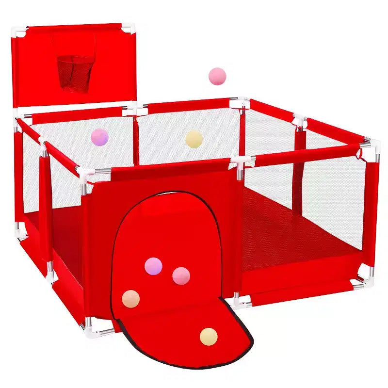 GOTGELIF 50x50 4-Panel Baby Playpen Portable Playard with Basketball Hoop