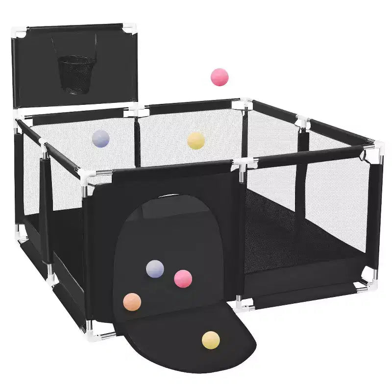 GOTGELIF 50x50 4-Panel Baby Playpen Portable Playard with Basketball Hoop