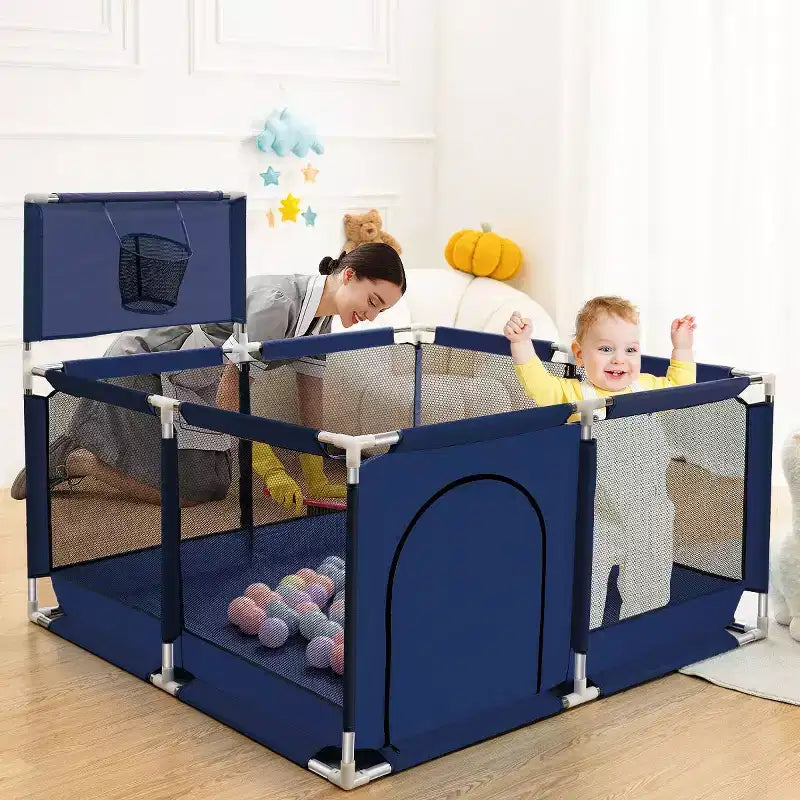 GOTGELIF 50x50 4-Panel Baby Playpen Portable Playard with Basketball Hoop