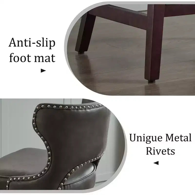Hyleory Swivel Nailhead Upholstered Counter Bar Stools with Solid Wood Frame and Legs, Two Stools Included