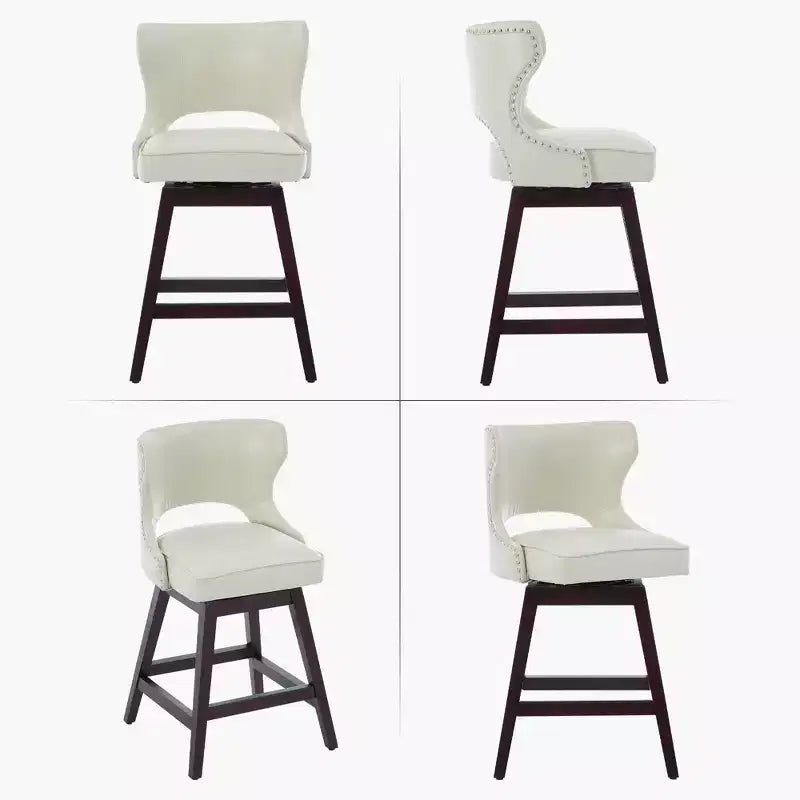 Hyleory Swivel Nailhead Upholstered Counter Bar Stools with Solid Wood Frame and Legs, Two Stools Included