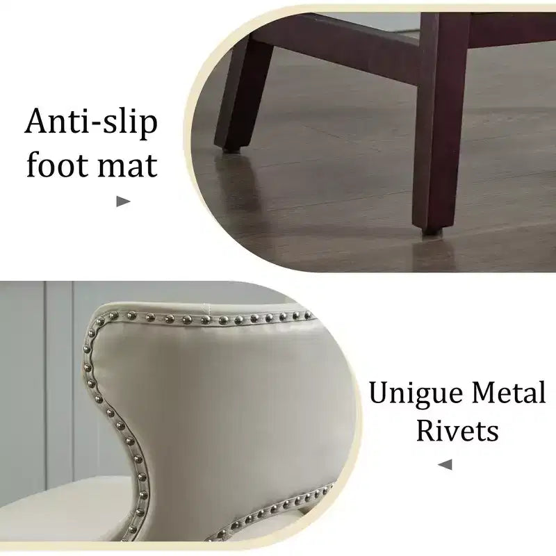 Hyleory Swivel Nailhead Upholstered Counter Bar Stools with Solid Wood Frame and Legs, Two Stools Included