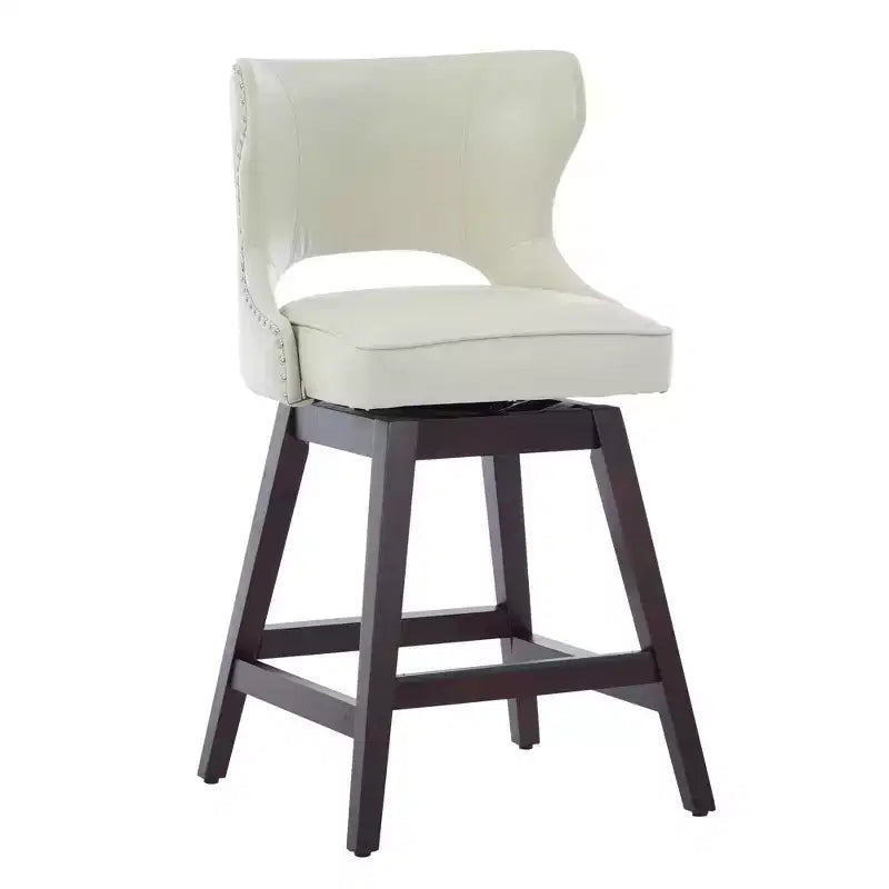 Hyleory Swivel Nailhead Upholstered Counter Bar Stools with Solid Wood Frame and Legs, Two Stools Included
