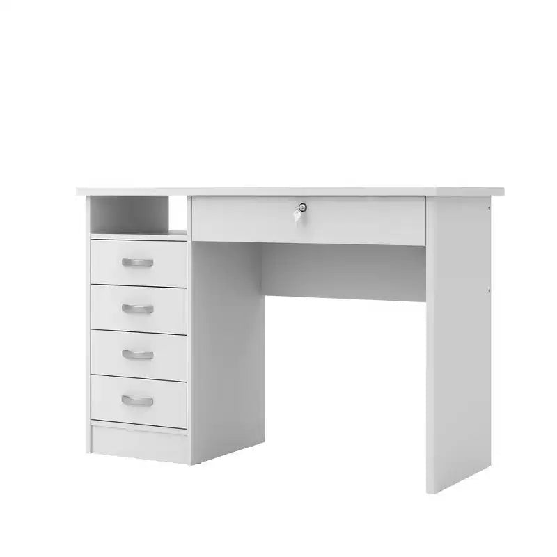 Tvilum,Walden Desk with 5 Drawers, White