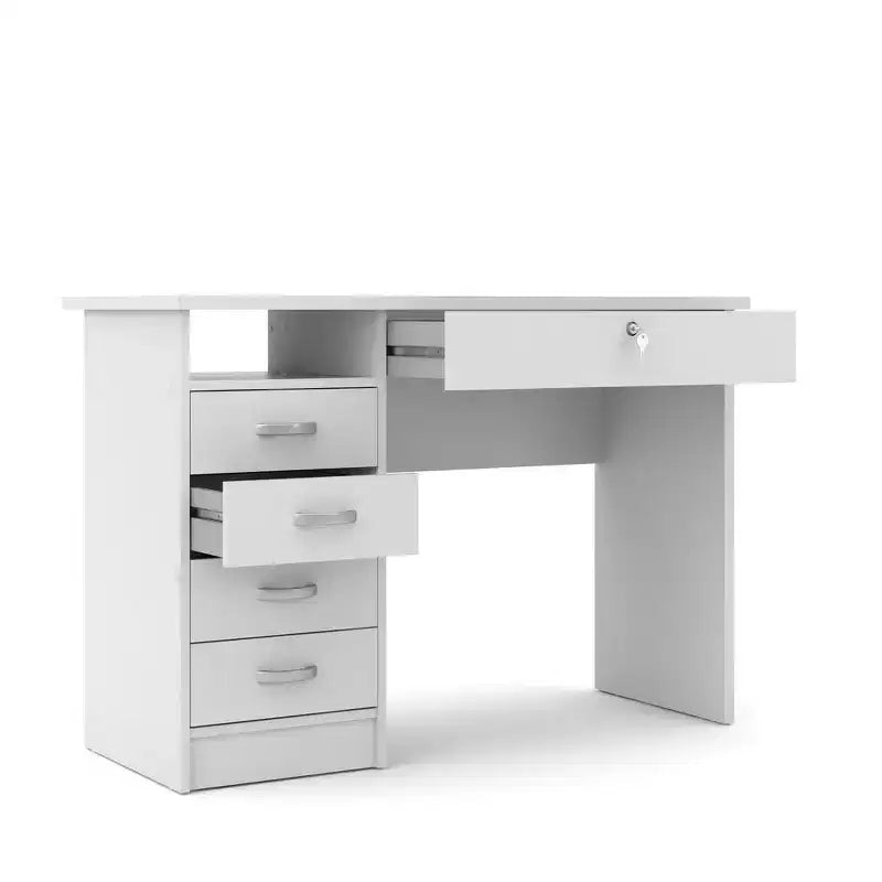 Tvilum,Walden Desk with 5 Drawers, White
