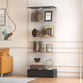 Famapy Black 2-Door 1-Drawer Glass Storage Cabinet Modern Display Unit Bookshelf Curio