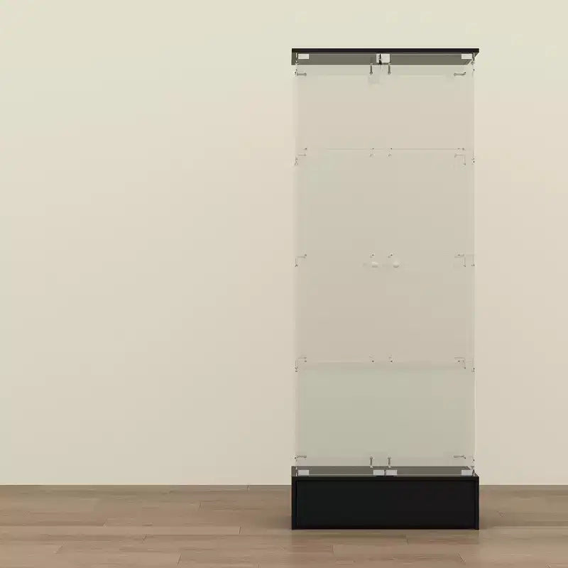 Famapy Black 2-Door 1-Drawer Glass Storage Cabinet Modern Display Unit Bookshelf Curio