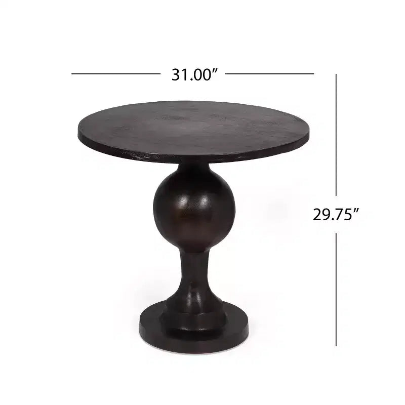 3-Piece Round Dining Set – Aluminum Pedestal Table & 2 Upholstered Birch Wood Arm Chairs