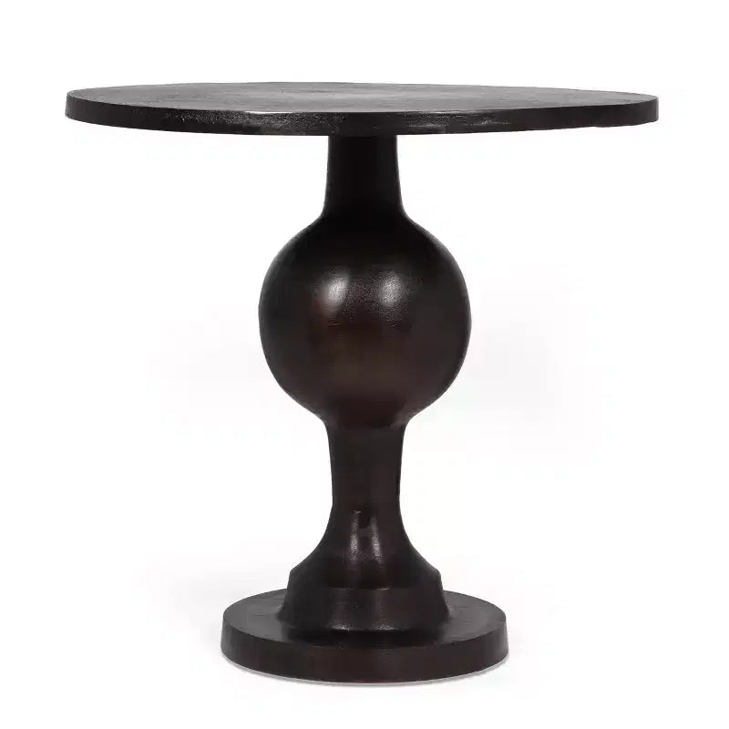 3-Piece Round Dining Set – Aluminum Pedestal Table & 2 Upholstered Birch Wood Arm Chairs