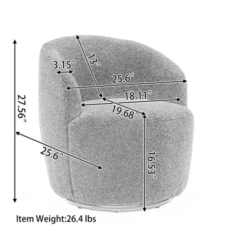 360° Swivel Upholstered Accent Chair with Round Base & Ergonomic Backrest – Linen