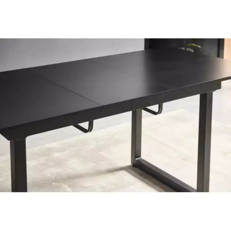 Square Extendable Dining Table with Metal Legs – Black, Space-Saving, Modern Design