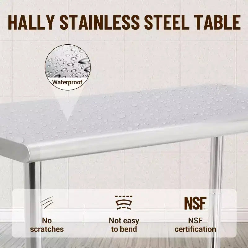 NSF Stainless Steel Commercial Kitchen Work Prep Table – Height Adjustable, 2-Shelf