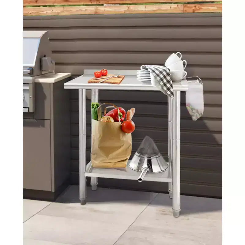 NSF Stainless Steel Commercial Kitchen Work Prep Table – Height Adjustable, 2-Shelf