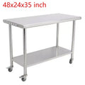 NSF Stainless Steel Commercial Kitchen Work Prep Table – Height Adjustable, 2-Shelf