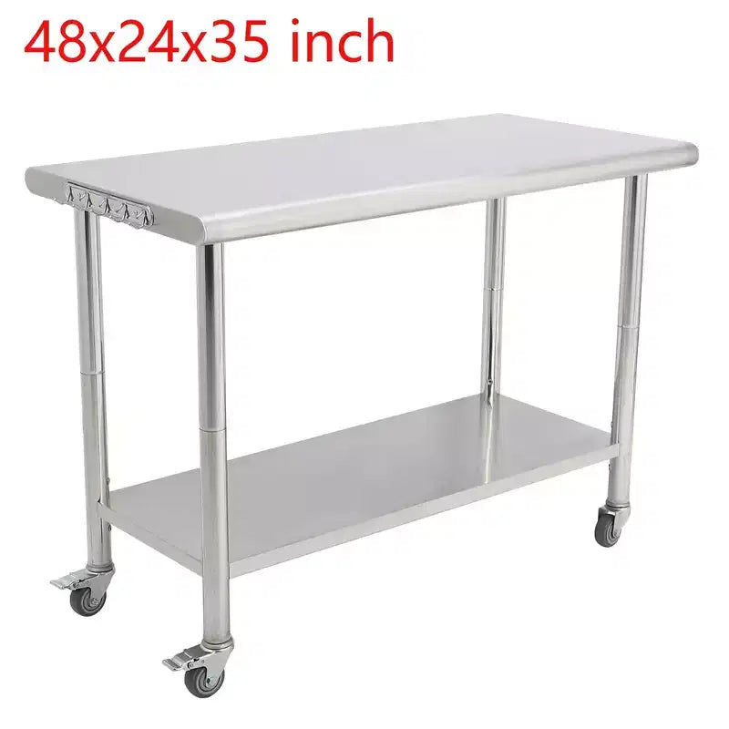 NSF Stainless Steel Commercial Kitchen Work Prep Table – Height Adjustable, 2-Shelf