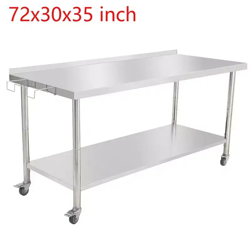 NSF Stainless Steel Commercial Kitchen Work Prep Table – Height Adjustable, 2-Shelf