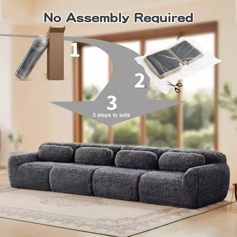 149in Modular Sectional Sofa with Ottoman, 32D Foam & 4 Accent Pillows – Plush Polyester