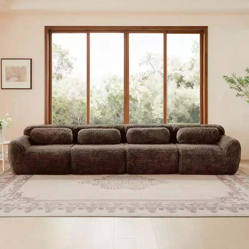 149in Modular Sectional Sofa with Ottoman, 32D Foam & 4 Accent Pillows – Plush Polyester