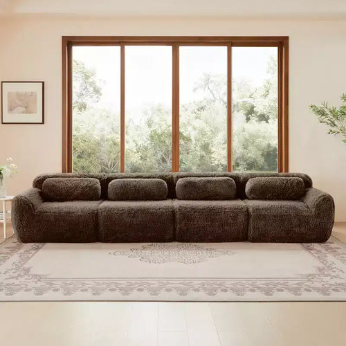 149in Modular Sectional Sofa with Ottoman, 32D Foam & 4 Accent Pillows – Plush Polyester