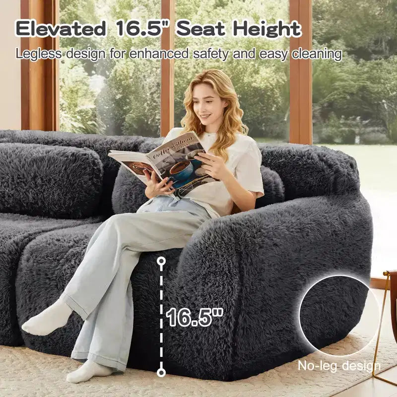 149in Modular Sectional Sofa with Ottoman, 32D Foam & 4 Accent Pillows – Plush Polyester