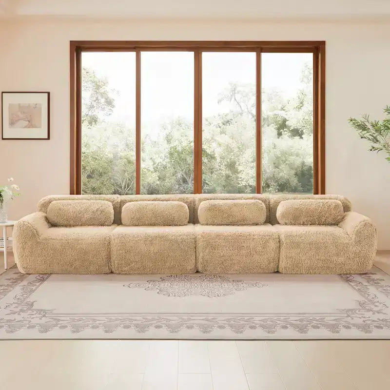 149in Modular Sectional Sofa with Ottoman, 32D Foam & 4 Accent Pillows – Plush Polyester