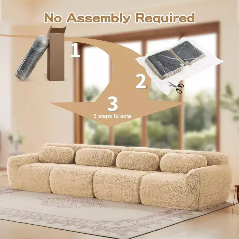 149in Modular Sectional Sofa with Ottoman, 32D Foam & 4 Accent Pillows – Plush Polyester