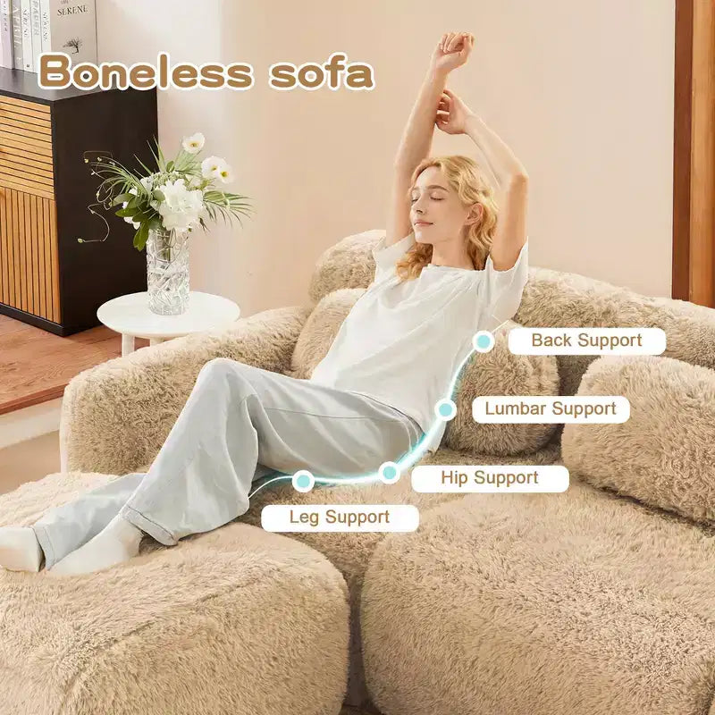 149in Modular Sectional Sofa with Ottoman, 32D Foam & 4 Accent Pillows – Plush Polyester