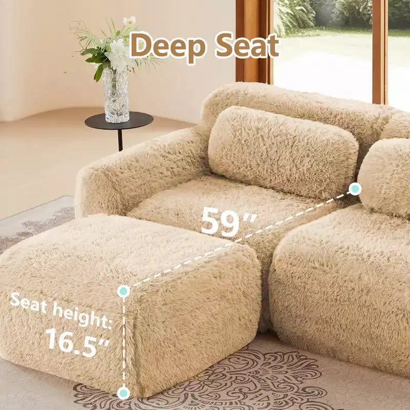 149in Modular Sectional Sofa with Ottoman, 32D Foam & 4 Accent Pillows – Plush Polyester