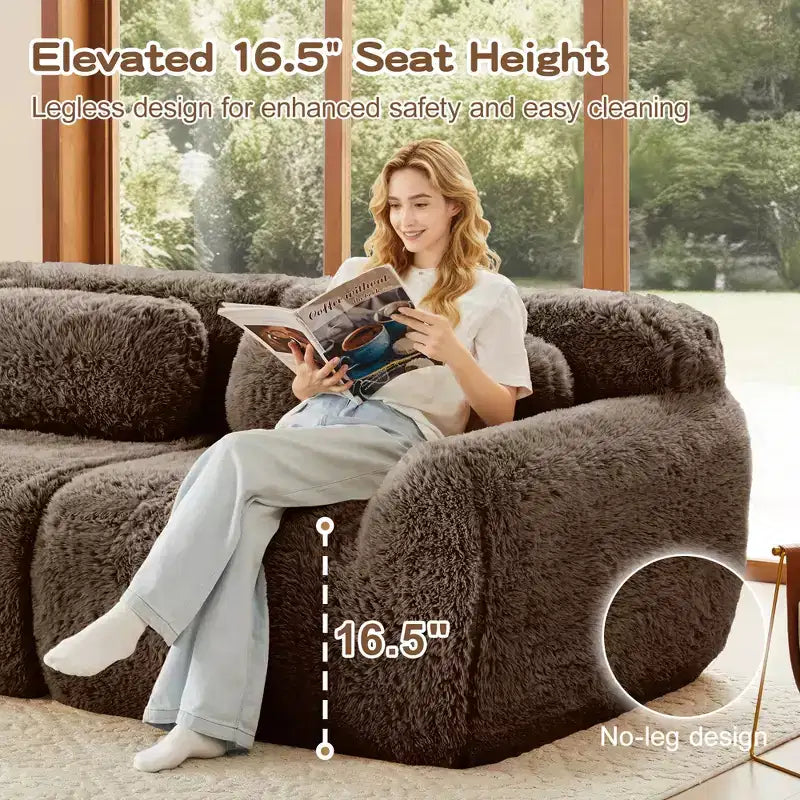 149in Modular Sectional Sofa with Ottoman, 32D Foam & 4 Accent Pillows – Plush Polyester