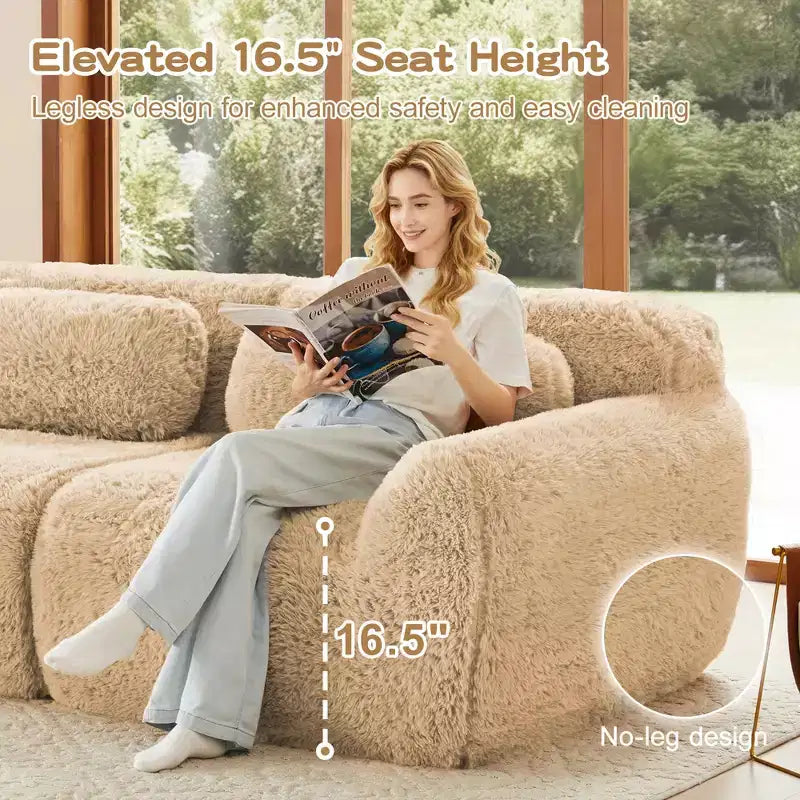 149in Modular Sectional Sofa with Ottoman, 32D Foam & 4 Accent Pillows – Plush Polyester
