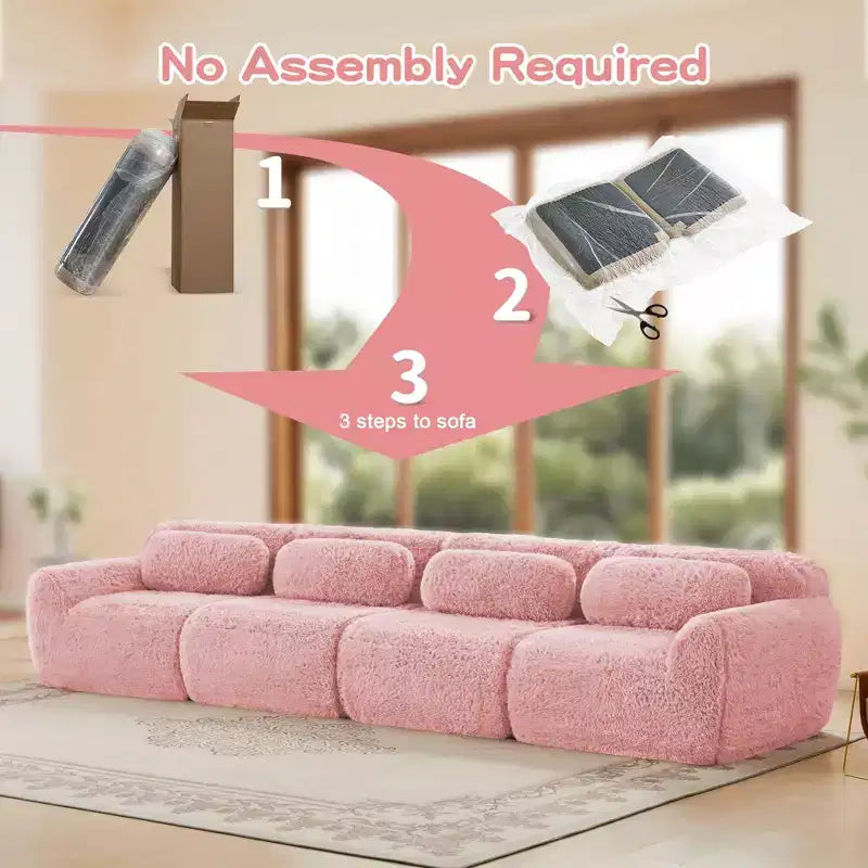 149in Modular Sectional Sofa with Ottoman, 32D Foam & 4 Accent Pillows – Plush Polyester