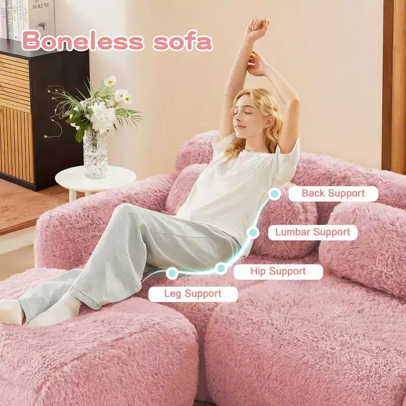 149in Modular Sectional Sofa with Ottoman, 32D Foam & 4 Accent Pillows – Plush Polyester