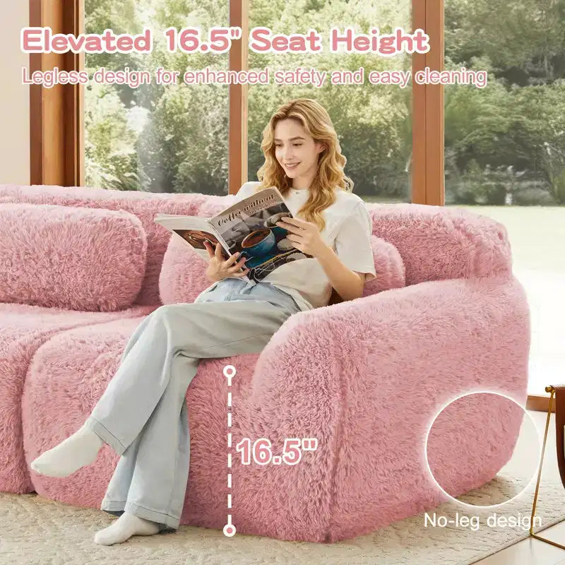 149in Modular Sectional Sofa with Ottoman, 32D Foam & 4 Accent Pillows – Plush Polyester