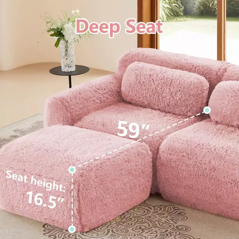 149in Modular Sectional Sofa with Ottoman, 32D Foam & 4 Accent Pillows – Plush Polyester