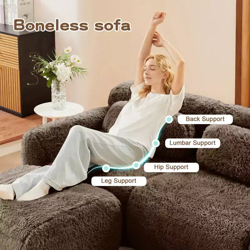 149in Modular Sectional Sofa with Ottoman, 32D Foam & 4 Accent Pillows – Plush Polyester