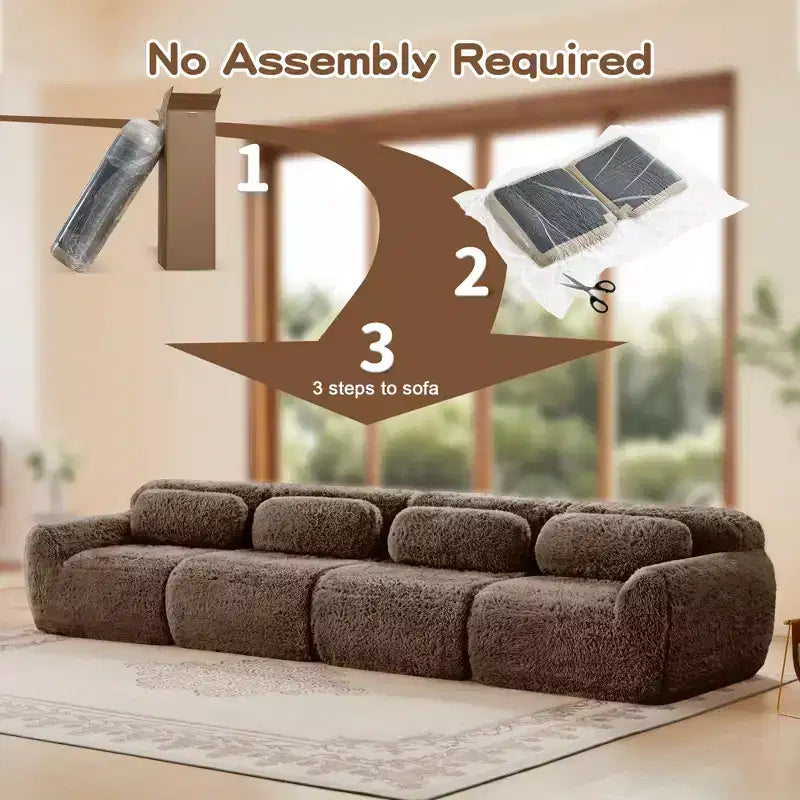 149in Modular Sectional Sofa with Ottoman, 32D Foam & 4 Accent Pillows – Plush Polyester