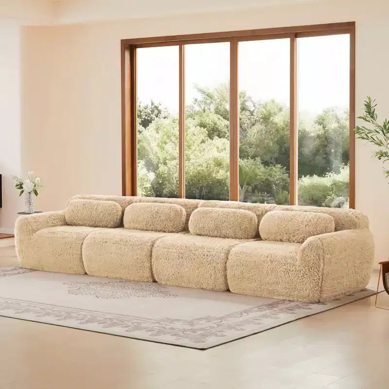 149in Modular Sectional Sofa with Ottoman, 32D Foam & 4 Accent Pillows – Plush Polyester