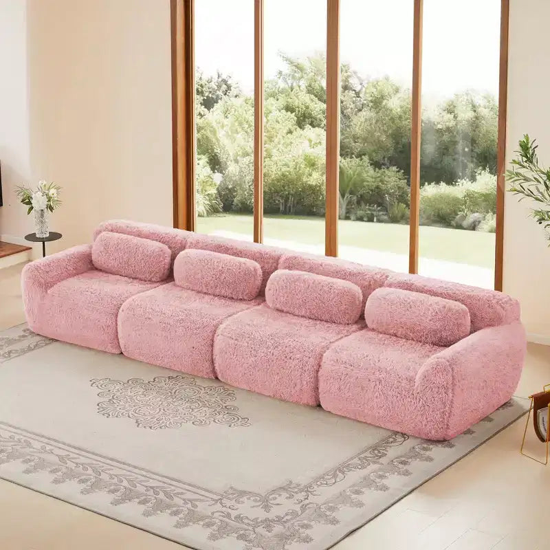 149in Modular Sectional Sofa with Ottoman, 32D Foam & 4 Accent Pillows – Plush Polyester