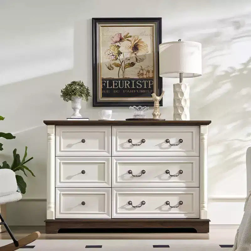 GDFStudio Yuka Farmhouse Wooden Dresser with 6 Drawers