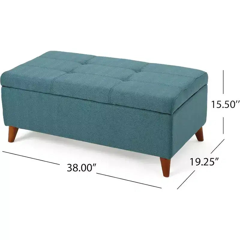 Tufted Button Storage Ottoman with Hinged Lid & Solid Wood Legs – Entryway Bench