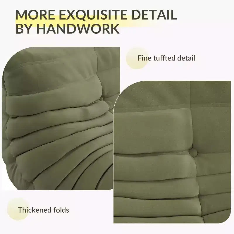 Oversized Bean Bag Sofa with Ottoman – 40D Foam, Faux Suede, Pet-Friendly, Green