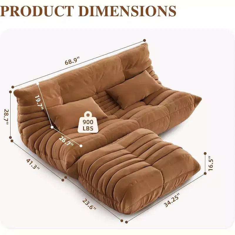 Oversized Bean Bag Sofa with Ottoman – 40D Foam, Faux Suede, Pet-Friendly, Green