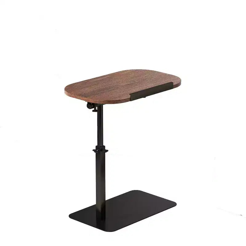C-Shaped Height-Adjustable Side Table with Gas Spring Lift – Waterproof, Beige, Small Spaces