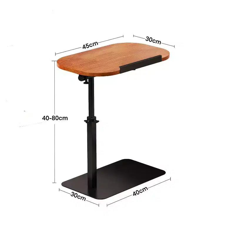 C-Shaped Height-Adjustable Side Table with Gas Spring Lift – Waterproof, Beige, Small Spaces