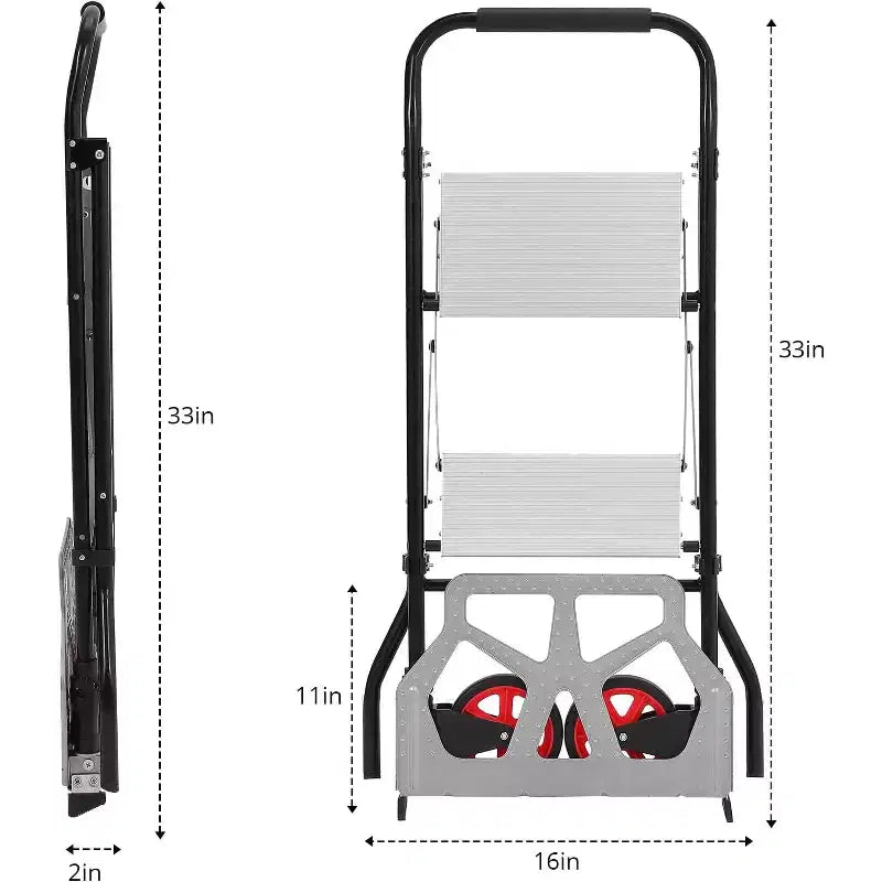 2-in-1 Aluminum Folding Hand Truck & Step Ladder – 220 LB Capacity, Anti-Slip, Portable