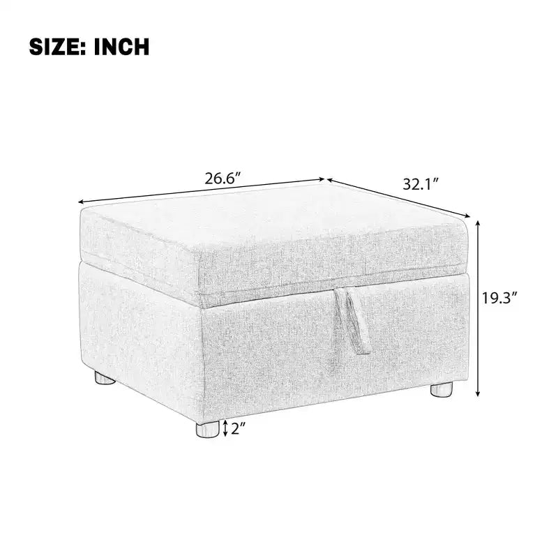 Movable Storage Ottoman Footrest with Hidden Compartment & Plush Velvet Seat – Beige